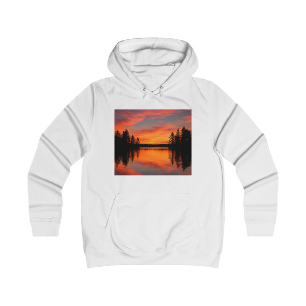 Sunset Over Tranquil Lake - Girlie College Hoodie