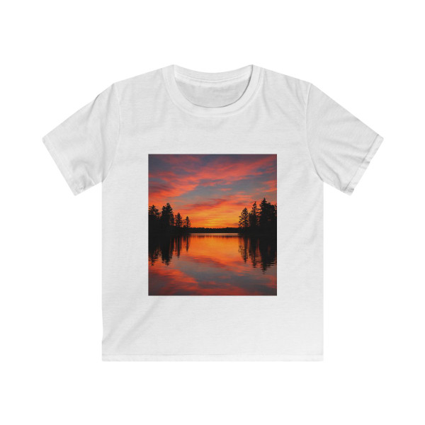 Sunset Over Tranquil Lake - Kids Softstyle Tee