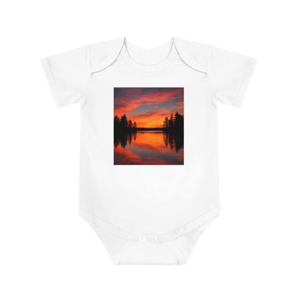 Sunset Over Tranquil Lake - Baby Short Sleeve Bodysuit