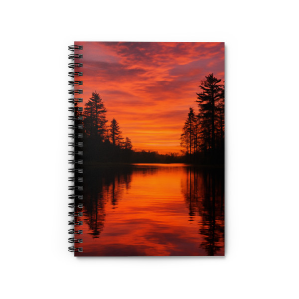 Sunset Over Tranquil Lake - Spiral Notebook - Ruled Line