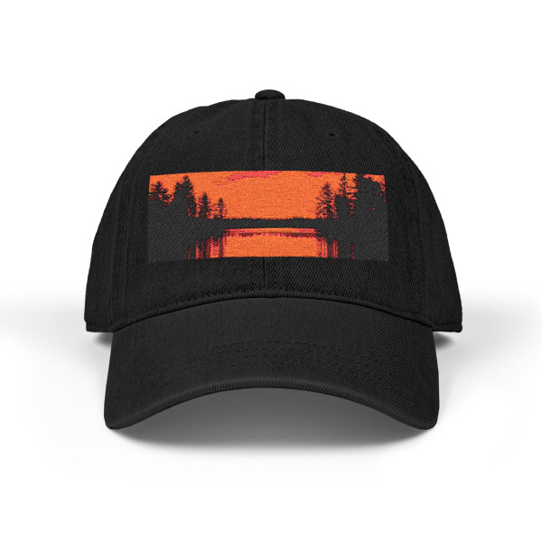 Sunset Over Tranquil Lake - Denim Hat (Embroidery)
