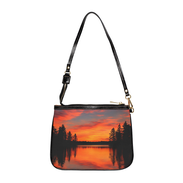 Sunset Over Tranquil Lake - Small Shoulder Bag
