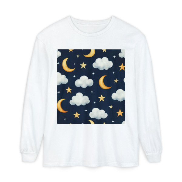 Celestial Night Whispers - Unisex Garment-dyed Long Sleeve T-Shirt