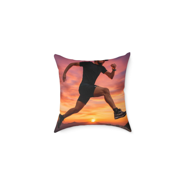 Mountain Trail Conqueror - Square Poly Canvas Pillow