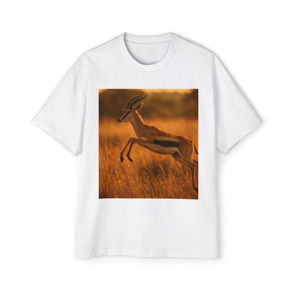 Graceful Gazelle Leap - Men's Heavy Oversized Tee