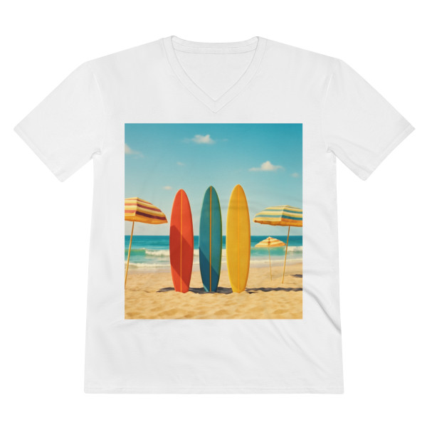 Retro Beach Vibes - Men's Lightweight V-Neck Tee