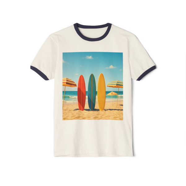 Retro Beach Vibes - Unisex Cotton Ringer T-Shirt