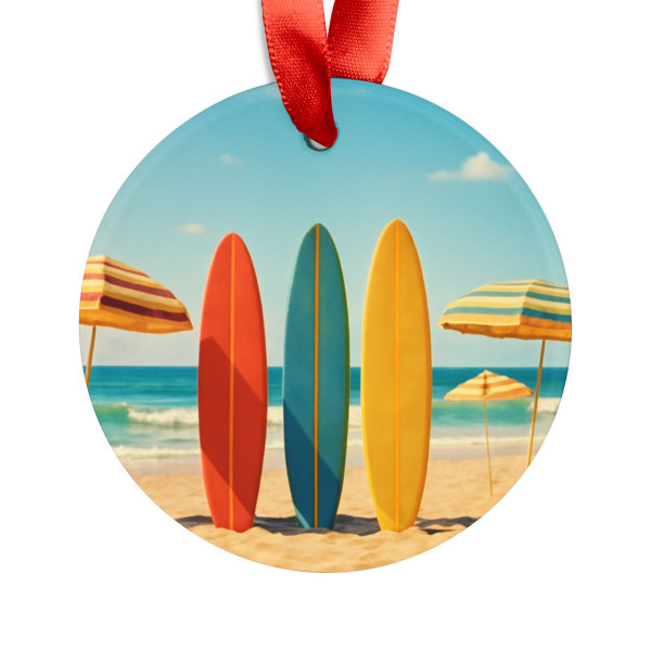 Retro Beach Vibes - Acrylic Ornament with Ribbon