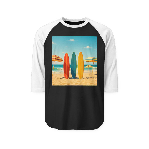 Retro Beach Vibes - Unisex Three-Quarter Sleeve Raglan Shirt