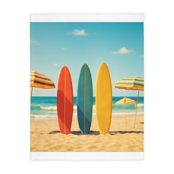 Retro Beach Vibes - Velveteen Microfiber Blanket (Two-sided print)