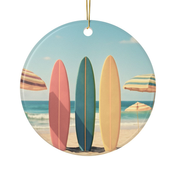 Retro Beach Vibes - Ceramic Ornaments, 2-Side Print