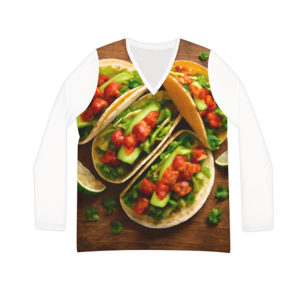 Spicy Taco Fiesta - Women's Long Sleeve V-neck Shirt (AOP)