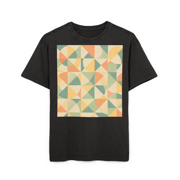 Geometric Harmony - Men's Acid Washed Heavy Oversize Tee