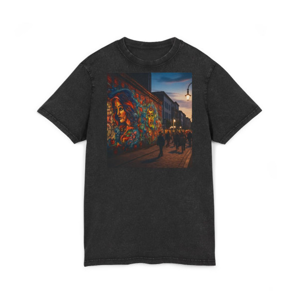 Berlin Graffiti Vibrance - Acid Washed Round Neck Tee
