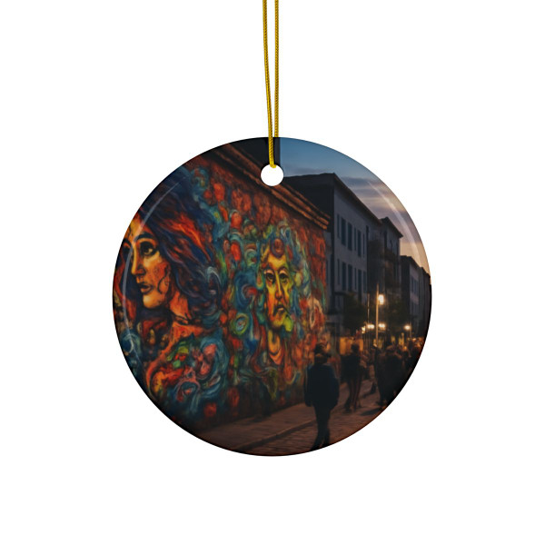 Berlin Graffiti Vibrance - Decorative Ceramic Ornaments, Double-Sided (1pc, 3pcs, 5pcs, 10pcs)