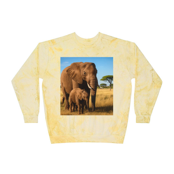 Gentle Elephant Embrace - Unisex Color Blast Crewneck Sweatshirt