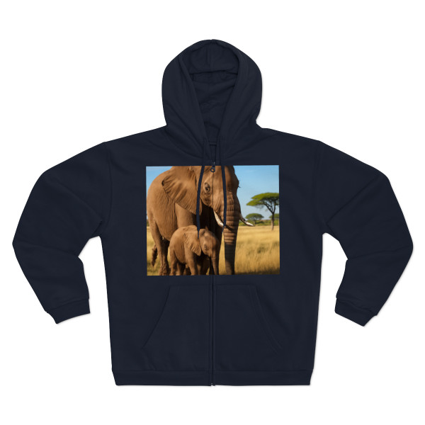 Gentle Elephant Embrace - Unisex Hooded Zip Sweatshirt