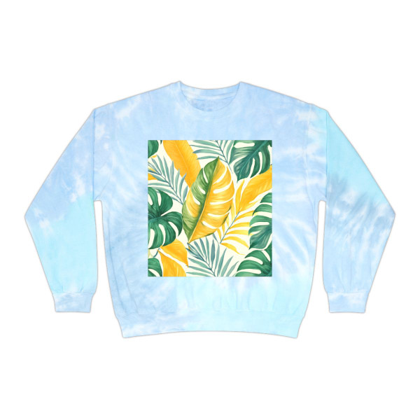 Tropical Leaf Harmony - Unisex Tie-Dye Sweatshirt
