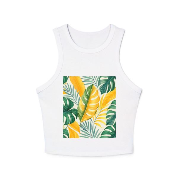 Tropical Leaf Harmony - Women's Micro Rib Racer Tank Top