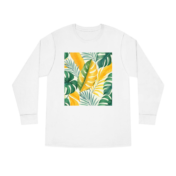 Tropical Leaf Harmony - Long Sleeve Crewneck Tee