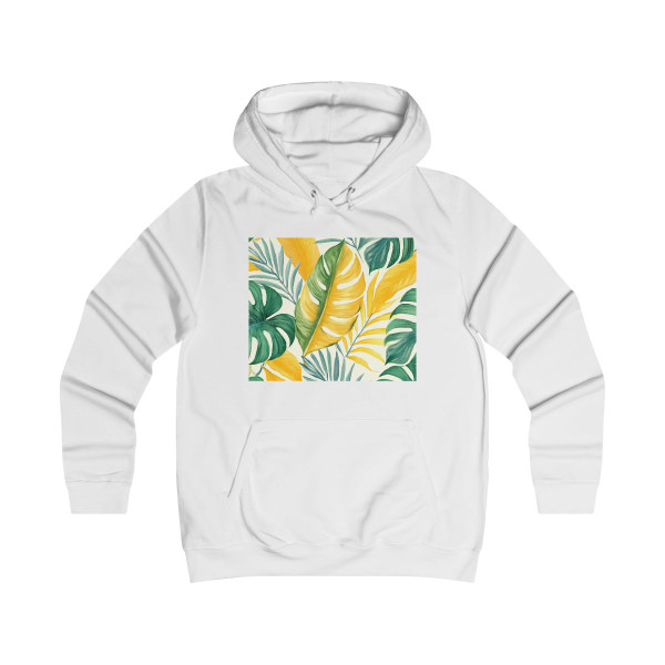 Tropical Leaf Harmony - Girlie College Hoodie