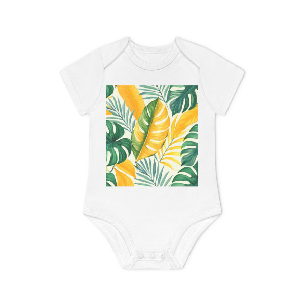 Tropical Leaf Harmony - Baby Organic Short Sleeve Bodysuit