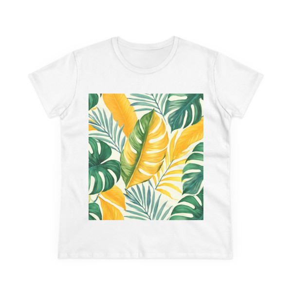 Tropical Leaf Harmony - Women's Midweight Cotton Tee