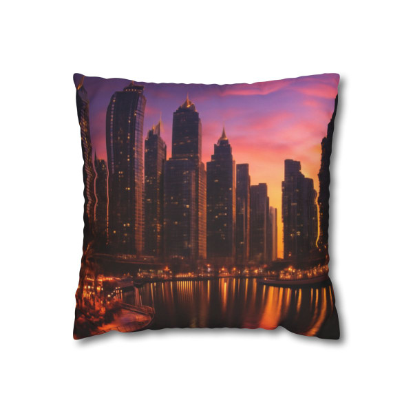 Dubai Marina Dreamscape - Square Poly Canvas Pillowcase