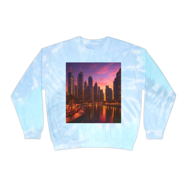 Dubai Marina Dreamscape - Unisex Tie-Dye Sweatshirt