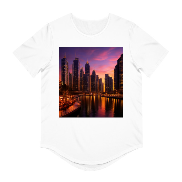 Dubai Marina Dreamscape - Men's Jersey Curved Hem Tee