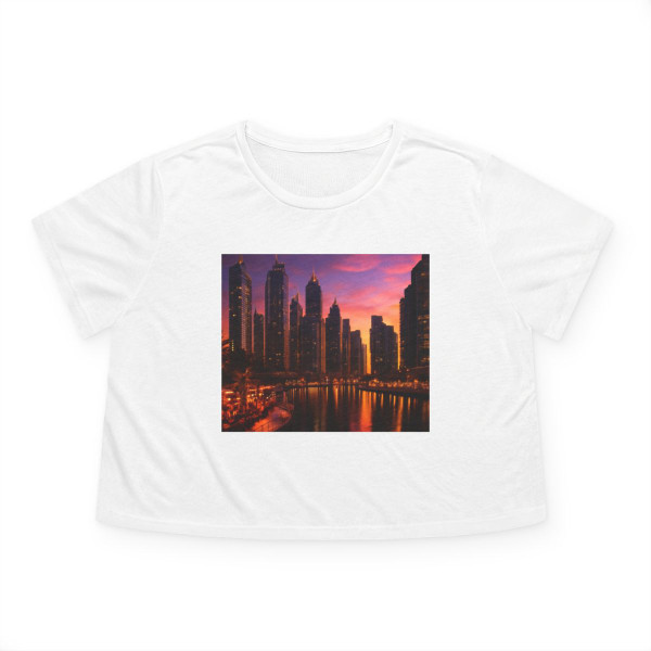 Dubai Marina Dreamscape - Women's Flowy Cropped Tee