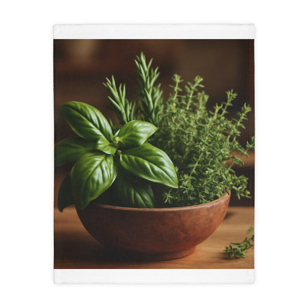 Savory Herb Garden - Velveteen Microfiber Blanket (Two-sided print)