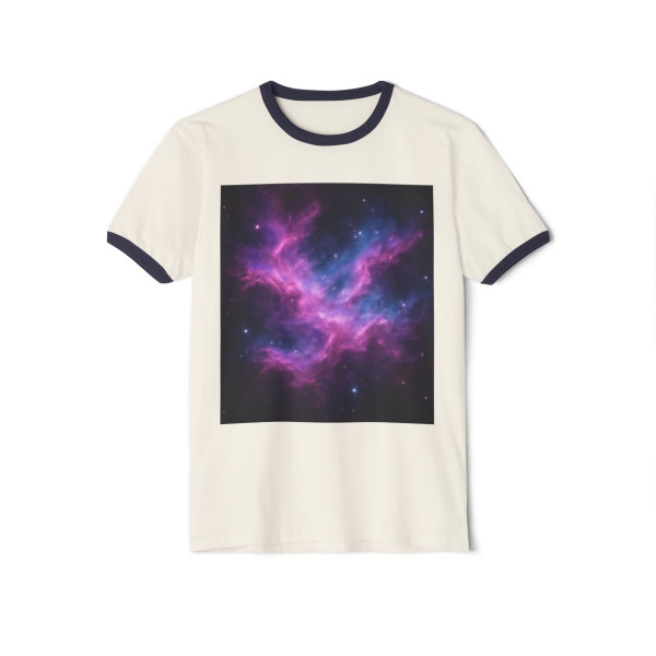 Luminous Cosmic Veil - Unisex Cotton Ringer T-Shirt