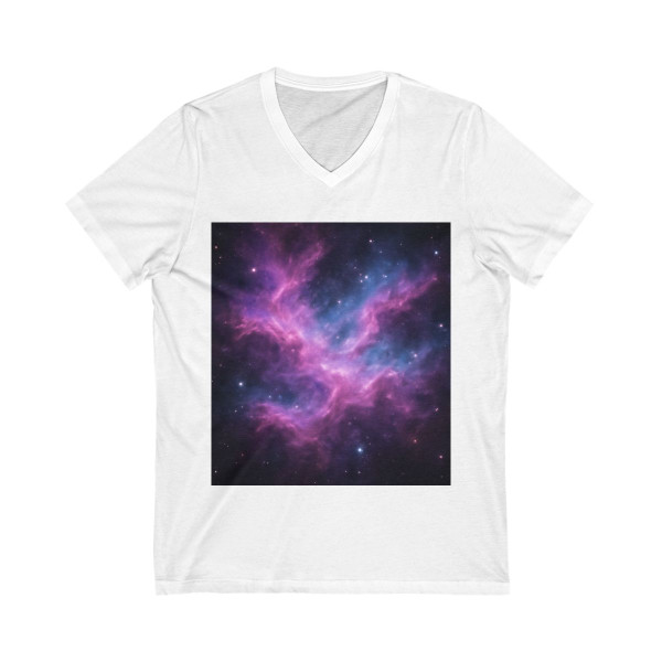 Luminous Cosmic Veil - Unisex Jersey Short Sleeve V-Neck Tee