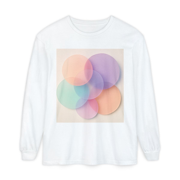 Ethereal Circle Symphony - Unisex Garment-dyed Long Sleeve T-Shirt