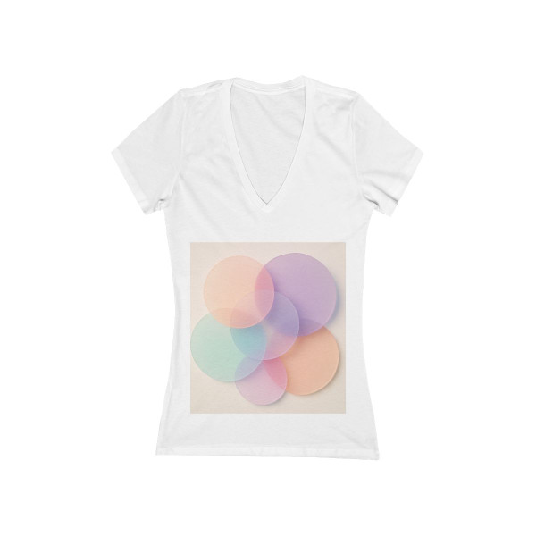 Ethereal Circle Symphony - Women's Jersey Short Sleeve Deep V-Neck Tee