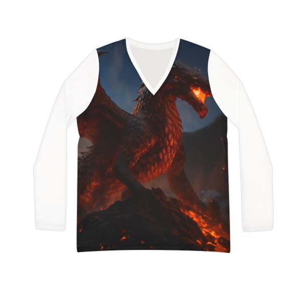 Eternal Ember Wyrm - Women's Long Sleeve V-neck Shirt (AOP)