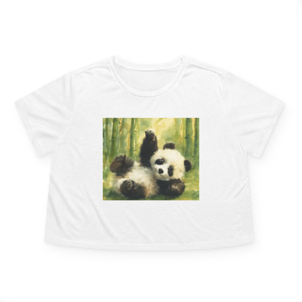 Whimsical Panda Play - Women's Flowy Cropped Tee
