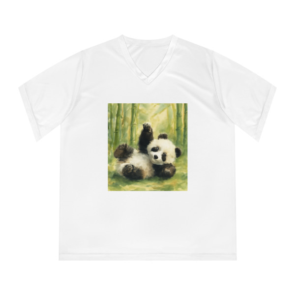 Whimsical Panda Play - Women's Performance V-Neck T-Shirt