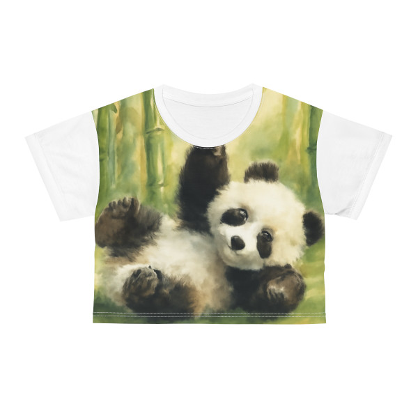 Whimsical Panda Play - Crop Tee (AOP)