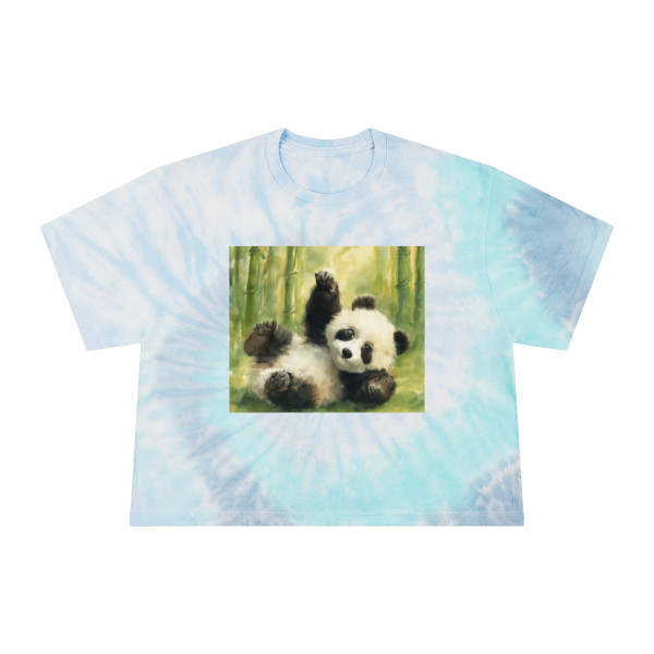 Whimsical Panda Play - Women's Tie-Dye Crop Tee