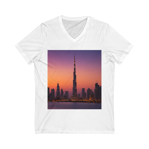 Dubai Dusk Mirage - Unisex Jersey Short Sleeve V-Neck Tee