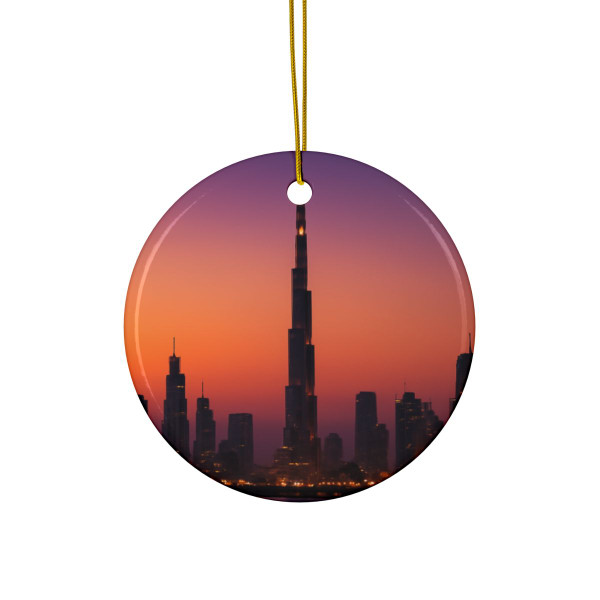 Dubai Dusk Mirage - Decorative Ceramic Ornaments, Double-Sided (1pc, 3pcs, 5pcs, 10pcs)
