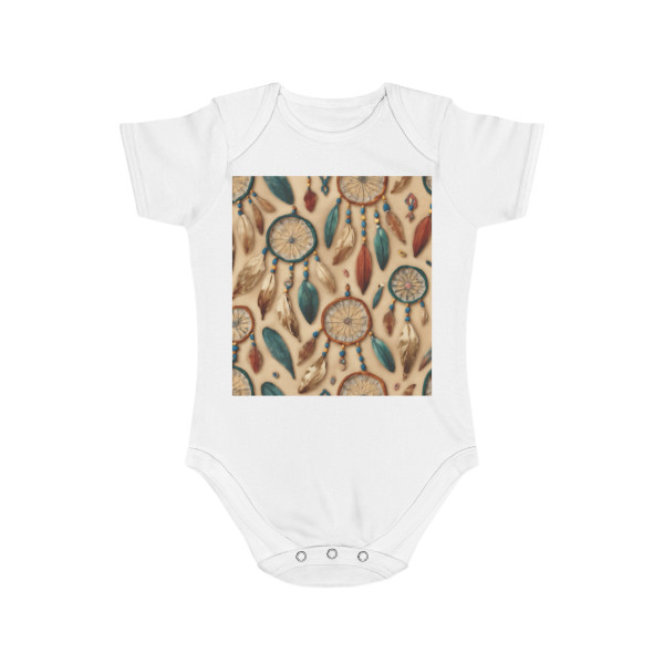 Bohemian Dreamcatcher Dance - Short Sleeve Baby Bodysuit