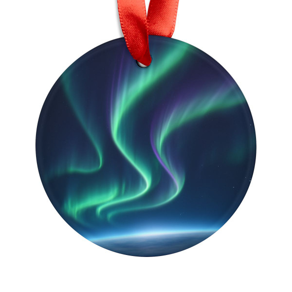 Celestial Aurora Dance - Acrylic Ornament with Ribbon