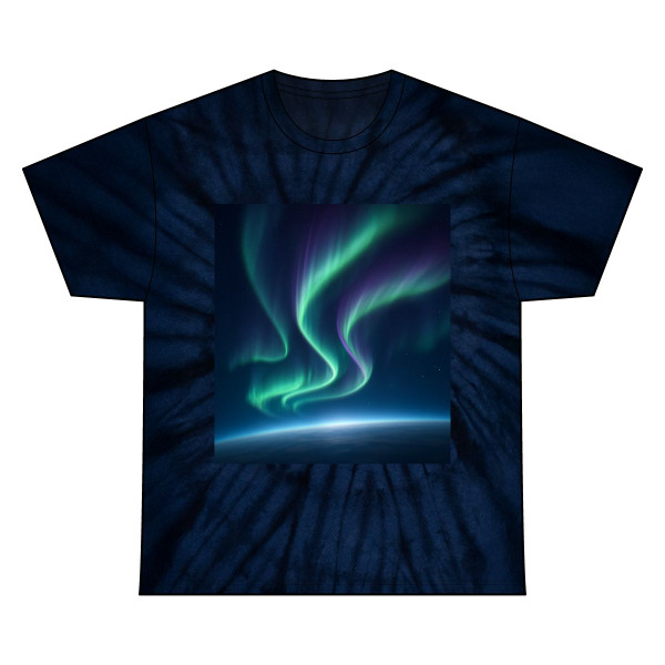 Celestial Aurora Dance - Unisex Tie Dye Cotton Tee