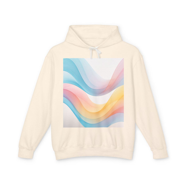 Fluid Wave Symphony - Unisex Lightweight Hooded Sweatshirt