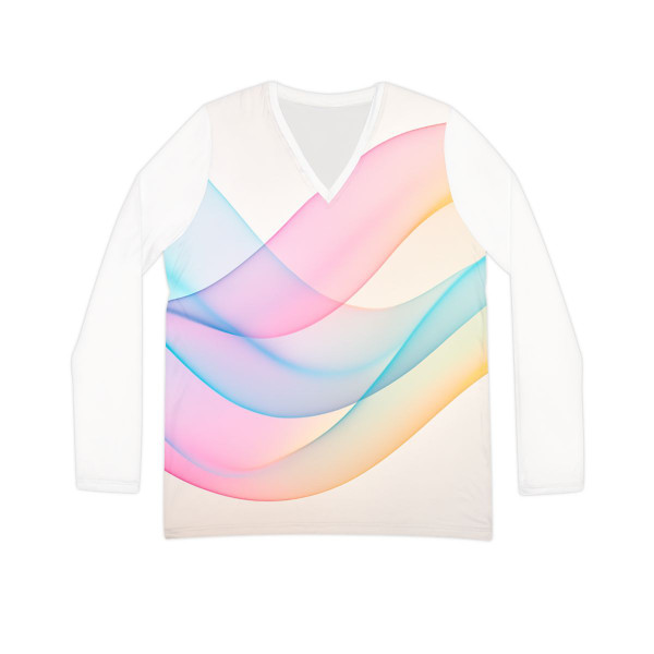Fluid Wave Symphony - Women's Long Sleeve V-neck Shirt (AOP)