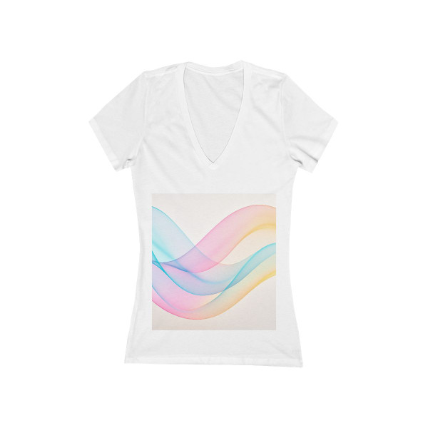 Fluid Wave Symphony - Women's Jersey Short Sleeve Deep V-Neck Tee
