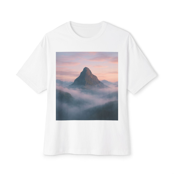 Misty Mountain Dawn - Unisex Oversized Boxy Tee